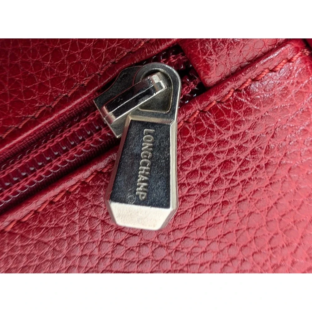 Long Champ‎ Vintage Weekender Bag Calfskin Leather Shoulder Strap Double Handled